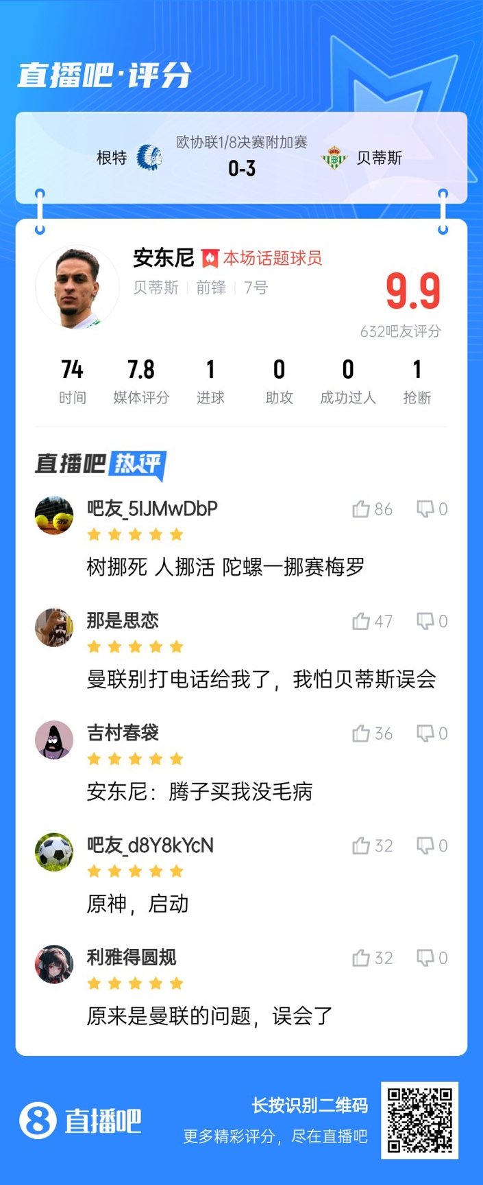  安東尼兜射圓規(guī)畫?。“捎言u(píng)分9.9：樹挪死人挪活 陀螺一挪賽梅羅