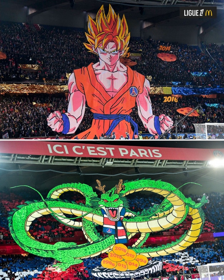  逝世一周年，法甲官推曬昔日巴黎主場龍珠TIFO：鳥山明經(jīng)典永存