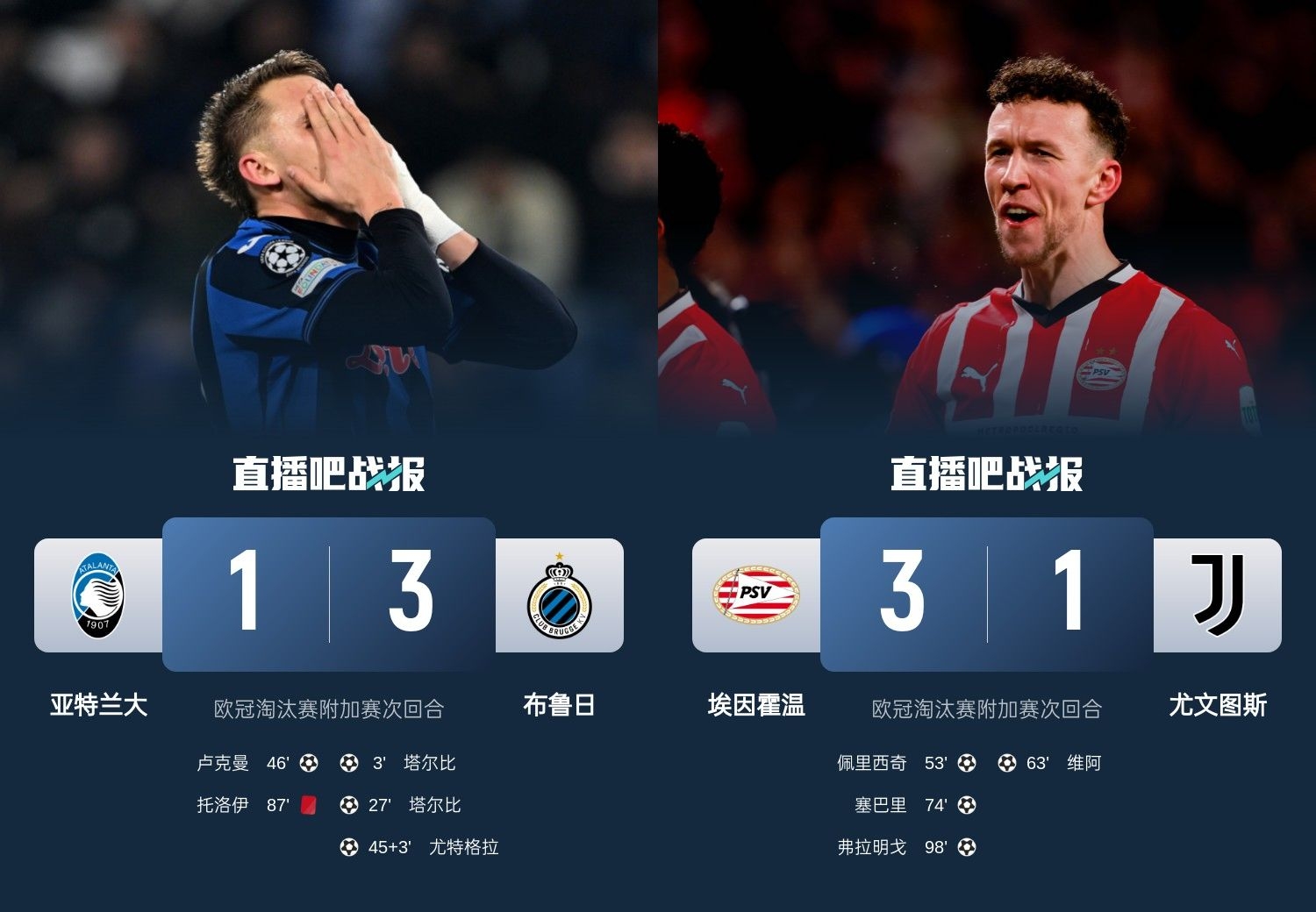  真是意甲拉垮？PSV淘汰尤文后3連敗，布魯日爆冷真藍(lán)黑后1勝難求