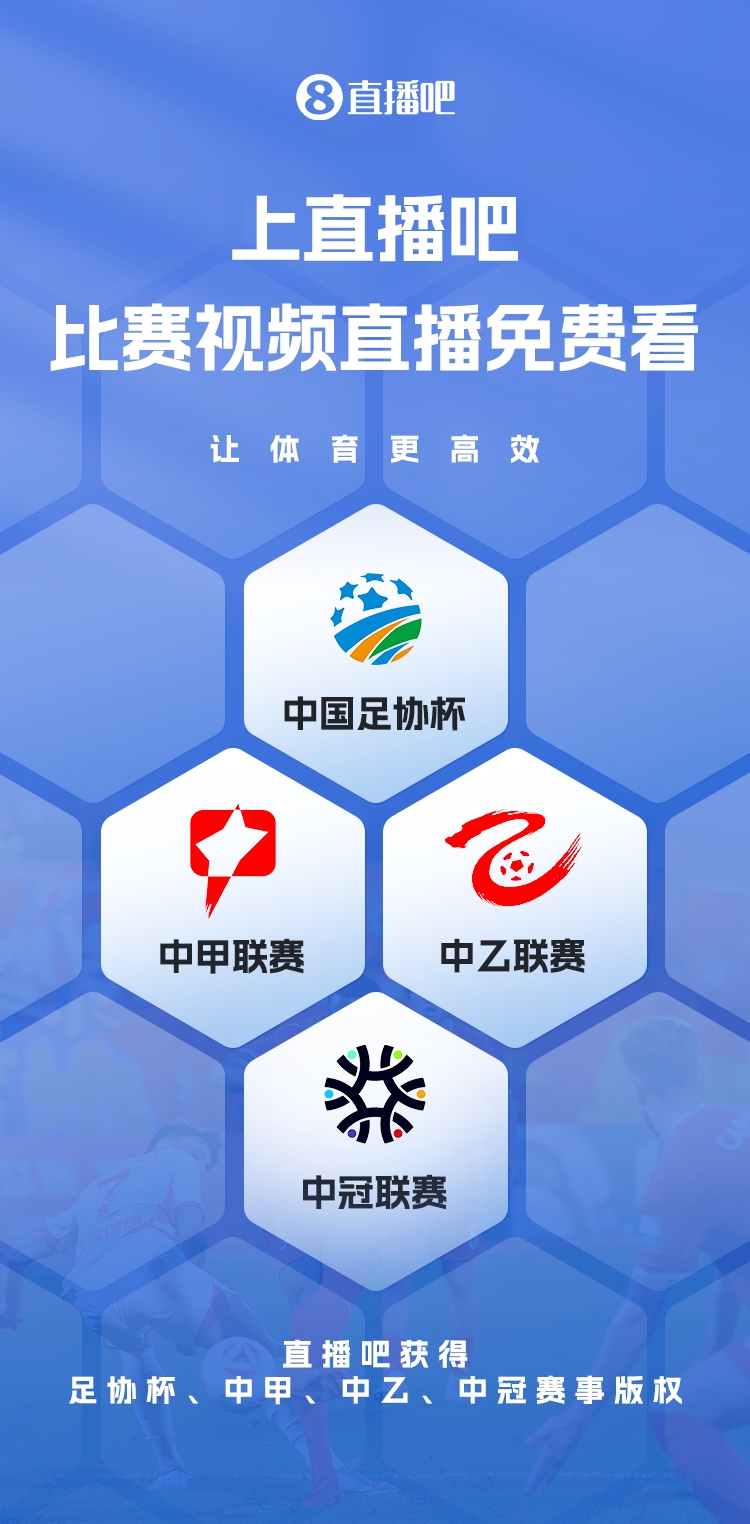  官宣！直播吧獲足協(xié)杯、中甲、中乙、中冠賽事版權(quán)，免費(fèi)視頻直播