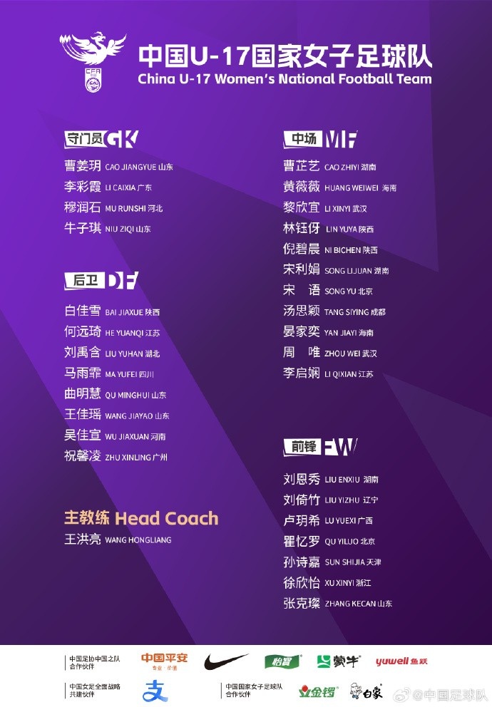  U17女足30人將在蘇州集訓(xùn)備戰(zhàn)世界杯，姜寧、朱挺擔(dān)任訓(xùn)練員