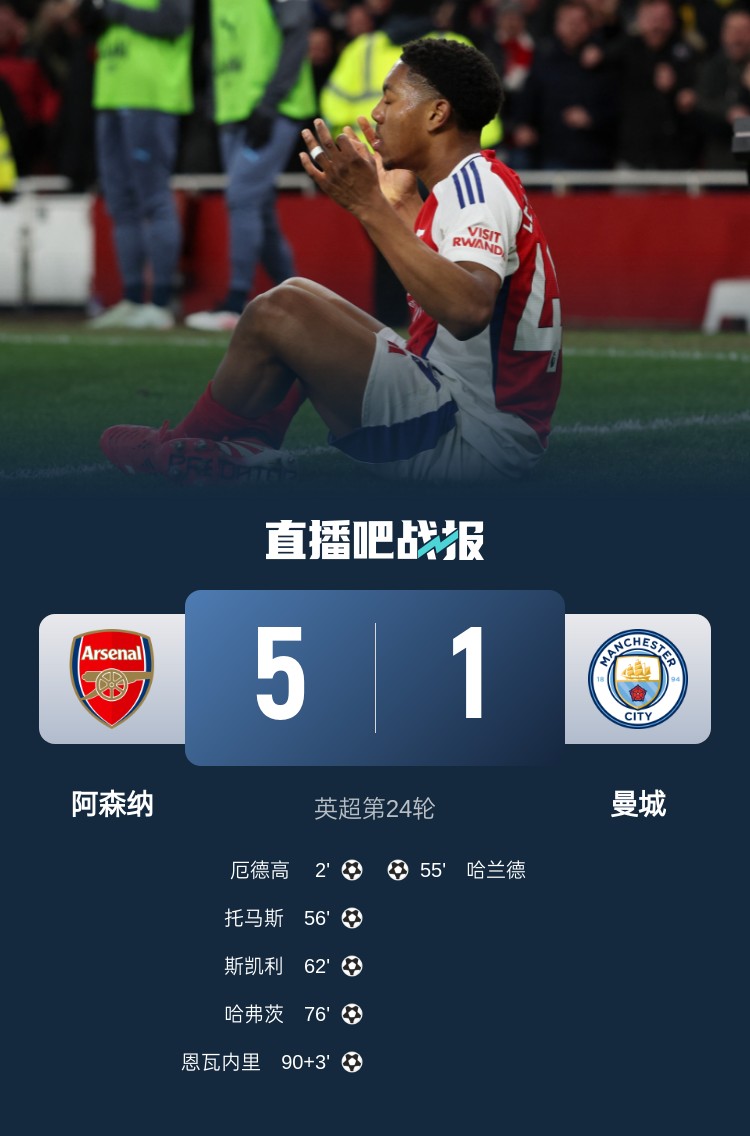 硬氣槍手無畏強敵！阿森納本賽季5-1碾壓曼城，3-0完勝皇馬